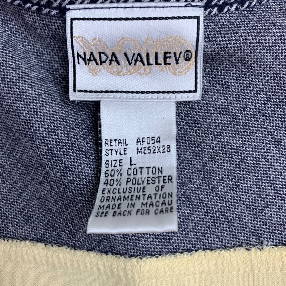 Napa Valley Womens Large Yellow Ribbed Patchwork Zip Up Vest Floral Kitschy L - Picture 2 of 7